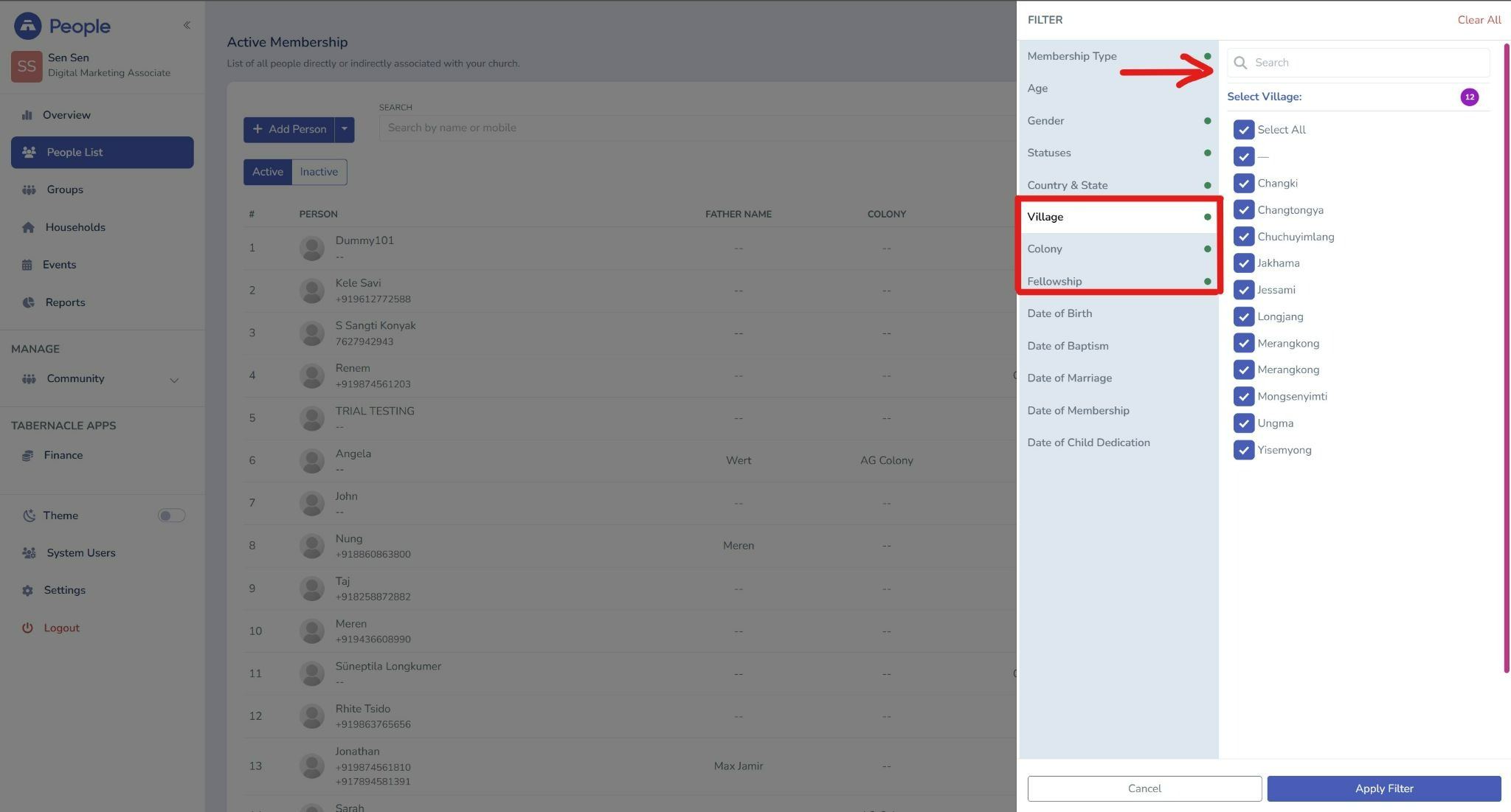 Enhanced Location Search in People Filters