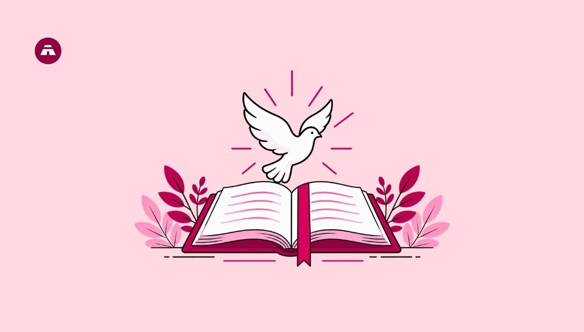 Bible verse card featuring Hebrews 11:1 about faith, with an open Bible and a dove illustration