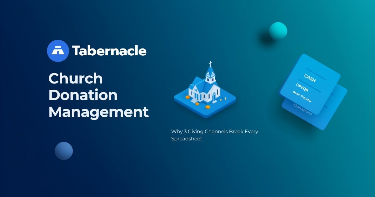 church donation management software showing cash UPI and bank transfer giving channels for churches
