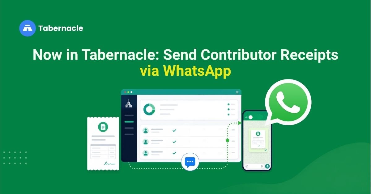 Tabernacle church management software integrated with WhatsApp for sending donation receipts
