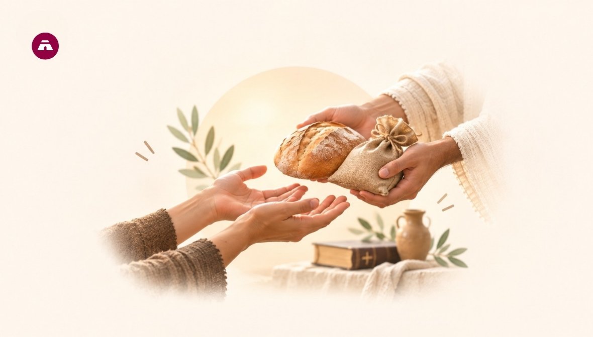 Hands exchanging a gift representing sermon ideas on generosity
