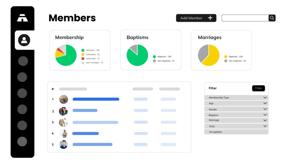 Tabernacle church member management dashboard